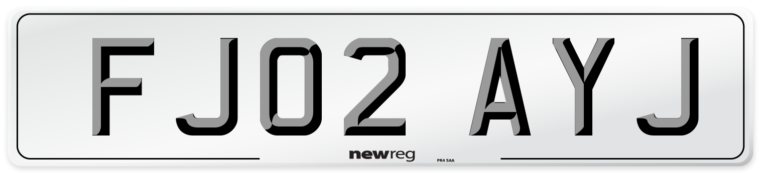 FJ02 AYJ Number Plate from New Reg